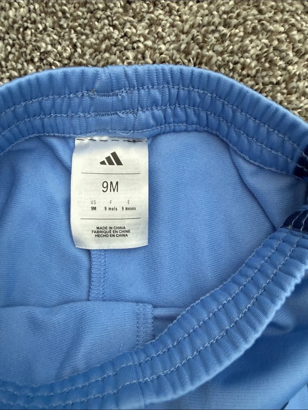 adidas Light Blue Kids Track Jacket & Joggers with Navy Stripes